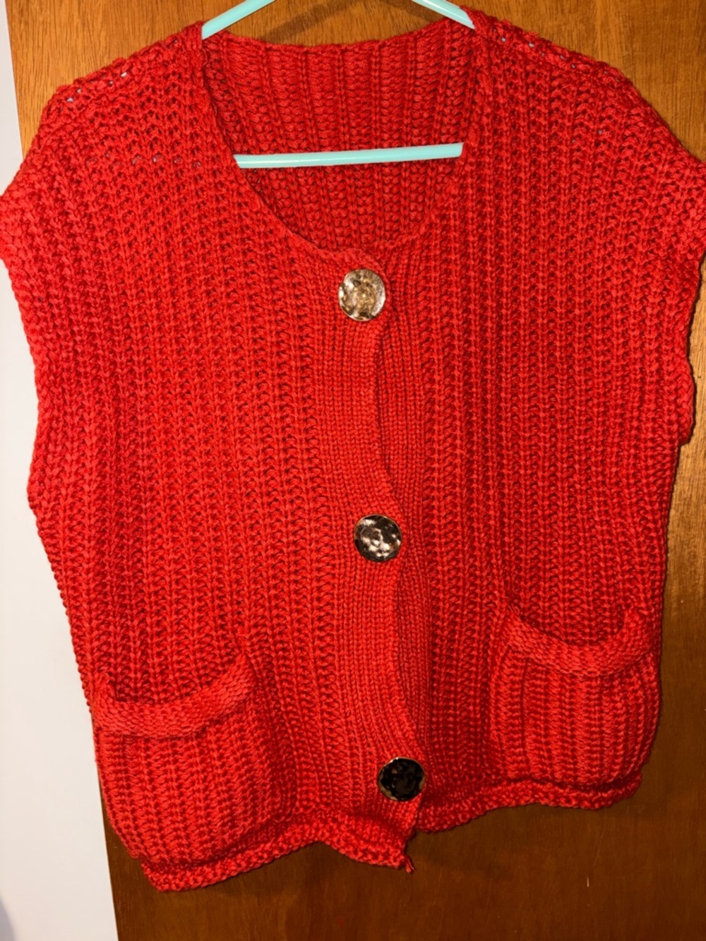Amazon Women’s Red Chunky Knit Button Vest